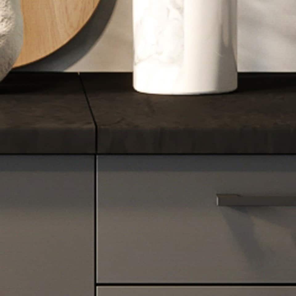 image 1 of Lina Kitchen Cabinets 5 Unit Set Sink, Base & Wall Units - Black Grey 1800mm