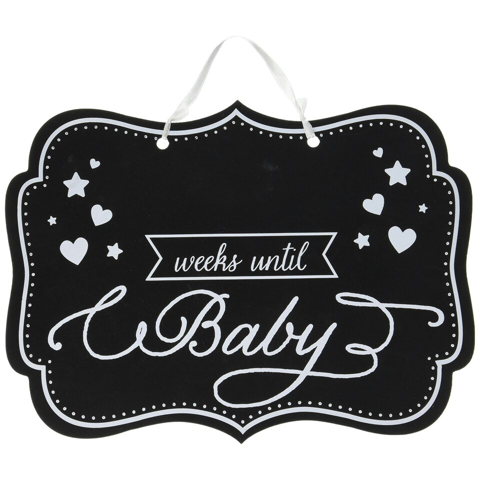 Amscan Weeks Until Baby Shower Chalkboard Sign - Black/White - One Size