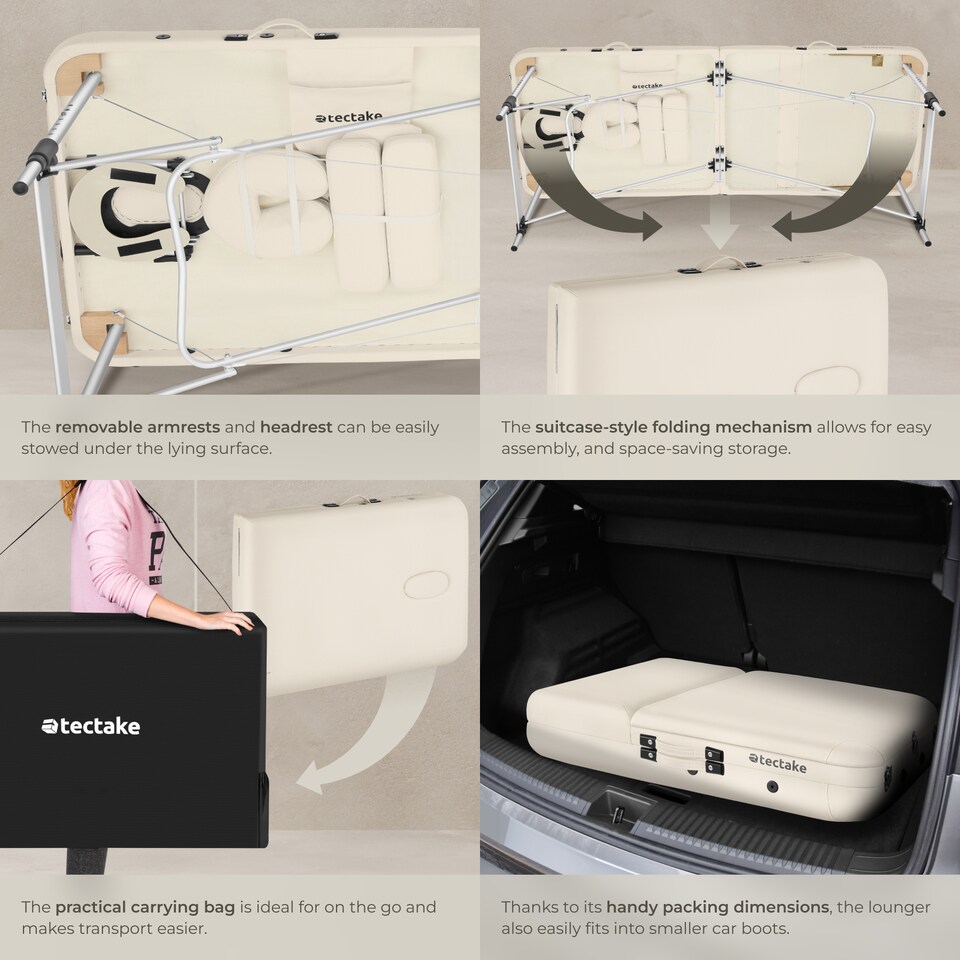 image 1 of Massage Table Phuket - 3 zones, 70 cm wide, aluminium frame, carry bag and masks | Cream | beige | 1