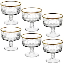 Glass Dessert Bowls Ice Cream Sundae Fruit Cocktail Pudding Footed Dessert Cups | Clear | Clear | Set of 6
