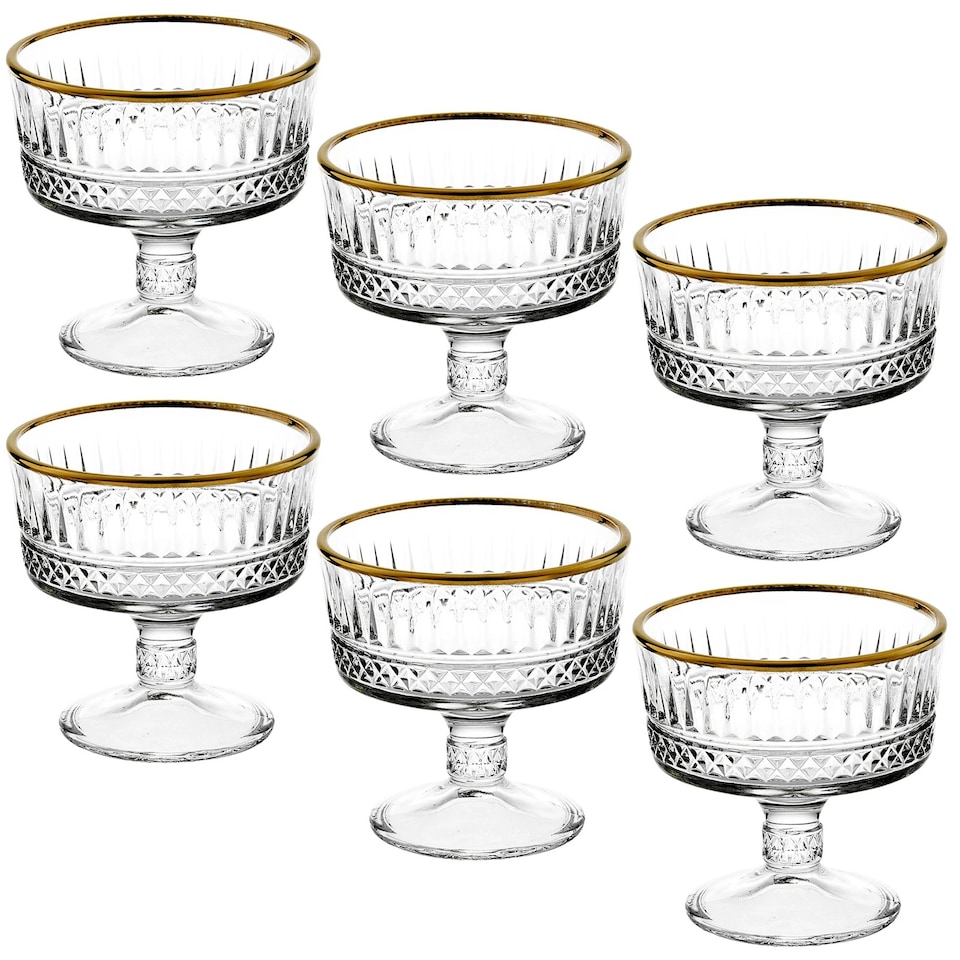 image 1 of Glass Dessert Bowls Ice Cream Sundae Fruit Cocktail Pudding Footed Dessert Cups | Clear | Clear | Set of 6