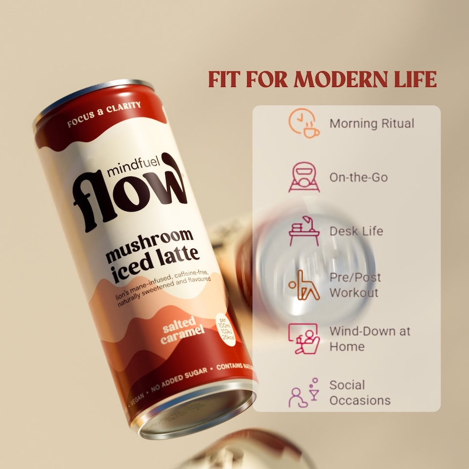 image 1 of Mindfuel Flow Perform - Lion's Mane Oat Latte Salted Caramel 12 x 250ml