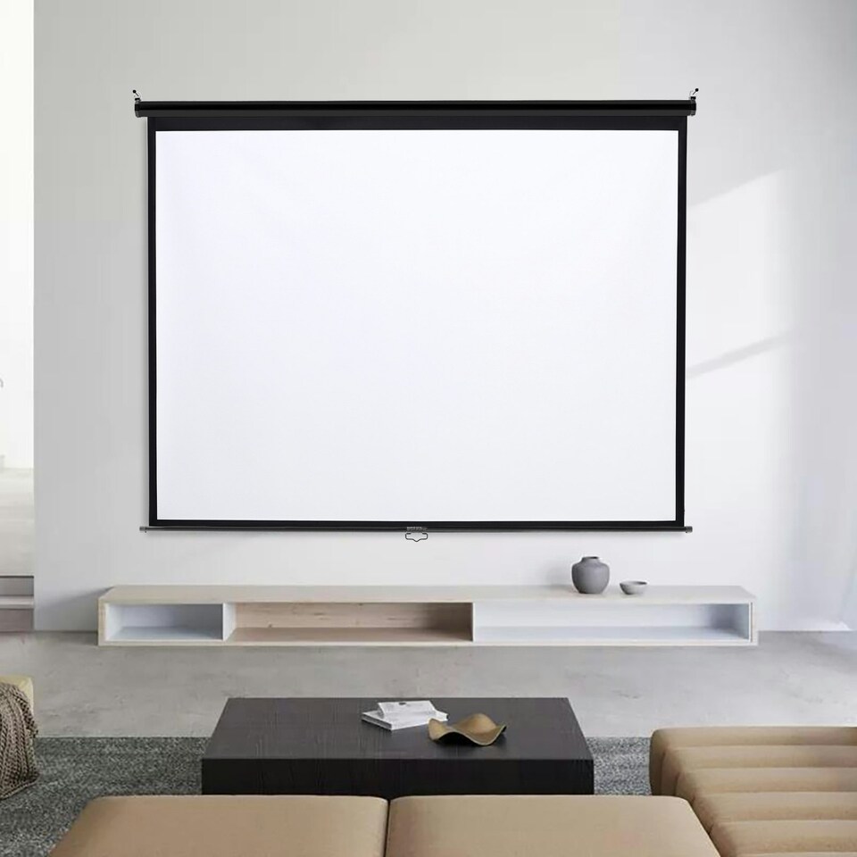 image 1 of Living and Home Manual Pull-Down Projector Screen  - 238cm W x 177cm H