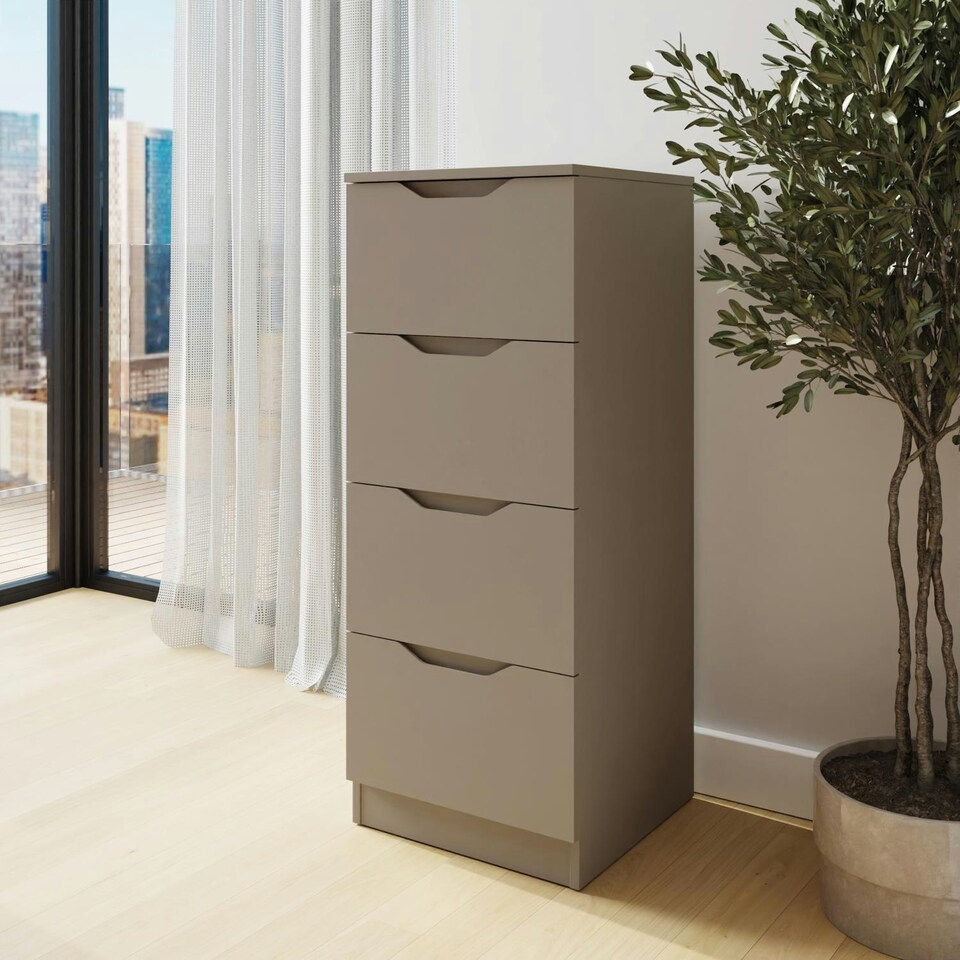 image 1 of Luno 4 Drawer Tallboy Chest Of Drawers - Putty