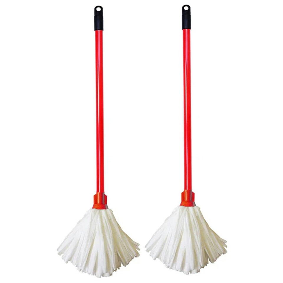 image 1 of 2 x Flock Strip Mop & Handle Highly Absorbent Perfect For Home & Office Use To Clean Hard Floors