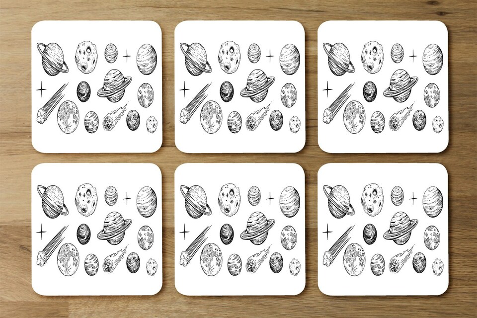 image 1 of Set of space objects planets, stars (Placemat & Coaster Set)