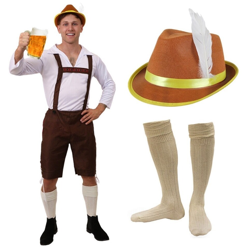 image 1 of Brown Bavarian Costume - with Brown Hat & Socks Brown | 2XL