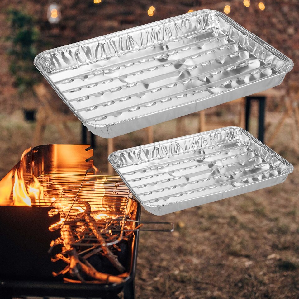 image 1 of PMS BBQ Aluminium Grill Trays Assorted Sizes 5-Pack