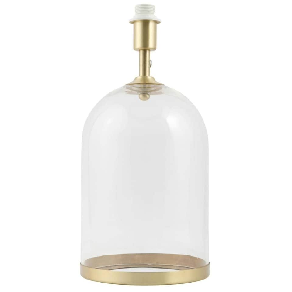 image 1 of First Choice Lighting Large Satin Brass and Glass Cloche Table Lamp Base Clear | Bronze