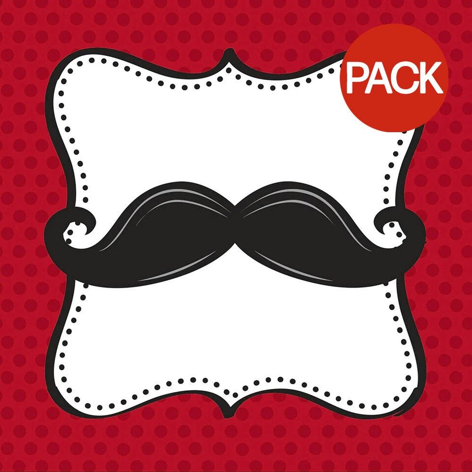 Creative Party Madness Moustache Napkins (Pack of 16) - Red/White/Black - One Size