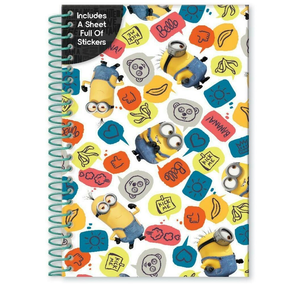 Minions: The Rise Of Gru Retro Sweets Soft Cover A5 Wirebound Notebook Set - Yellow/Blue/Red - One Size
