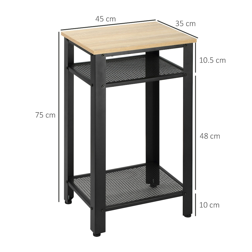 image 1 of HOMCOM Modern Side Table with 2-Tier Shelves End Table for Bedroom Yellow