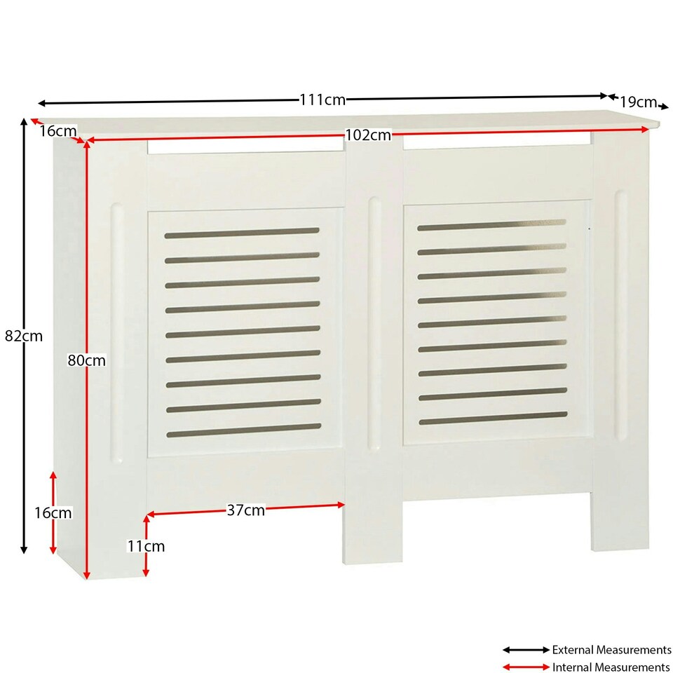 image 1 of Vida Designs Milton Radiator Cover Painted MDF Slatted Cabinet, White, 111cm