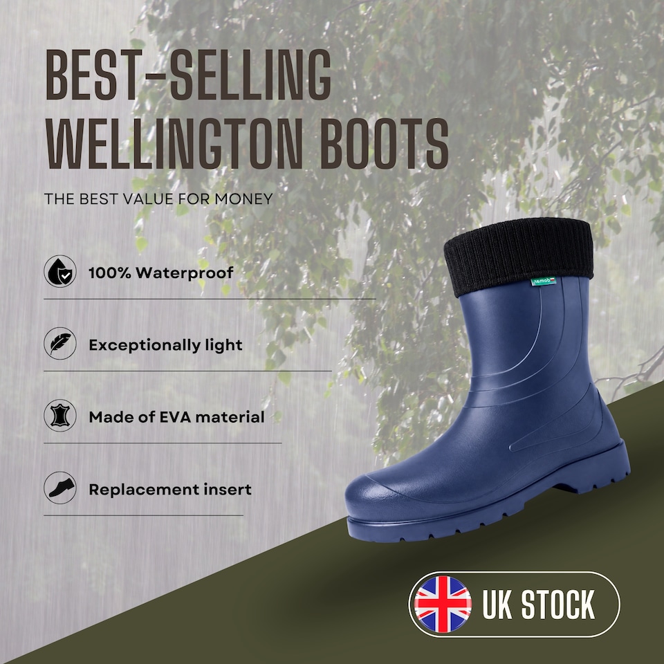 image 1 of Laura Waterproof Women's EVA Wellies with a removable warming liner Blue EU42