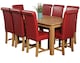 image 1 of Oslo 180 x 90 cm Large Oak Dining Table and 8 Washington Leather Chairs | Red | Red