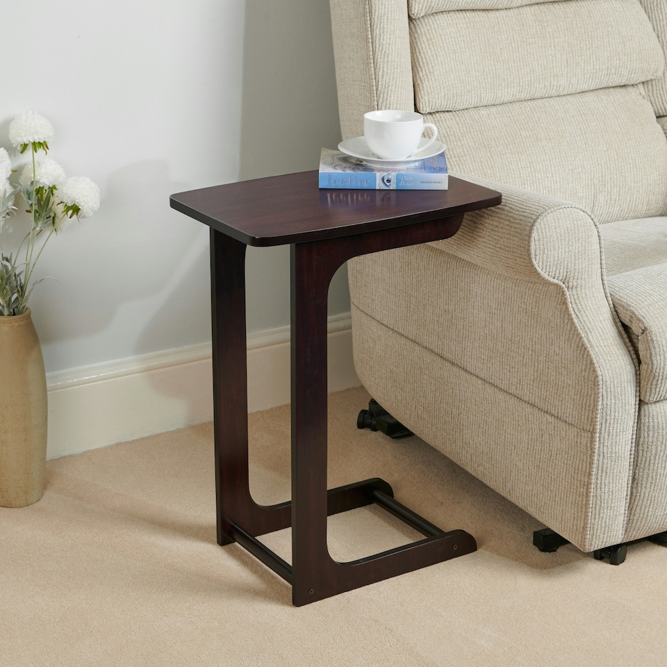 image 1 of Greenhurst C-Shaped Side Table with Mahogany Finish – Compact & Stylish Brown | Mahogany