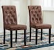 image 1 of Set of 2 Tufted Button Back Suede Fabric Dining Chairs Brown by MCC Direct