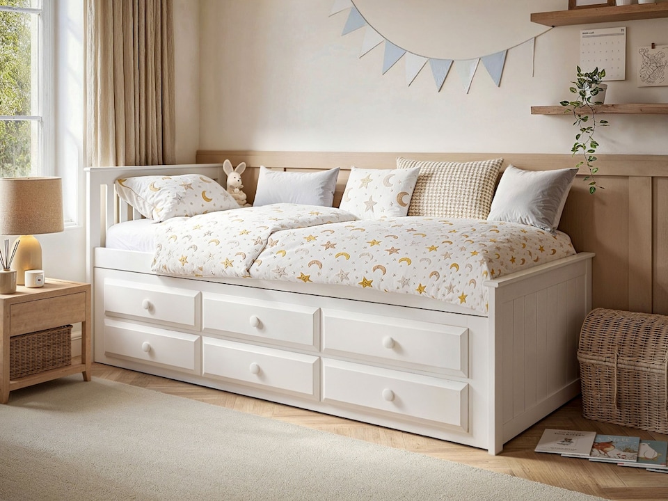 image 1 of Flair Montana Captain's Bed with Drawers & Trundle White