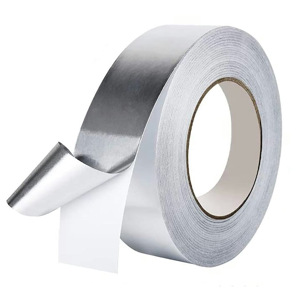 image 1 of SPARES2GO Universal Dishwasher Aluminium Foil Anti Condensation Worktop Tape (50mm x 45m)