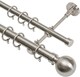 image 1 of Lister Cartwright Double Curtain Extendable Pole Set with Polished Steel Ball Finials- 19mm & 28mm Metal Poles(120- 320 cm)
