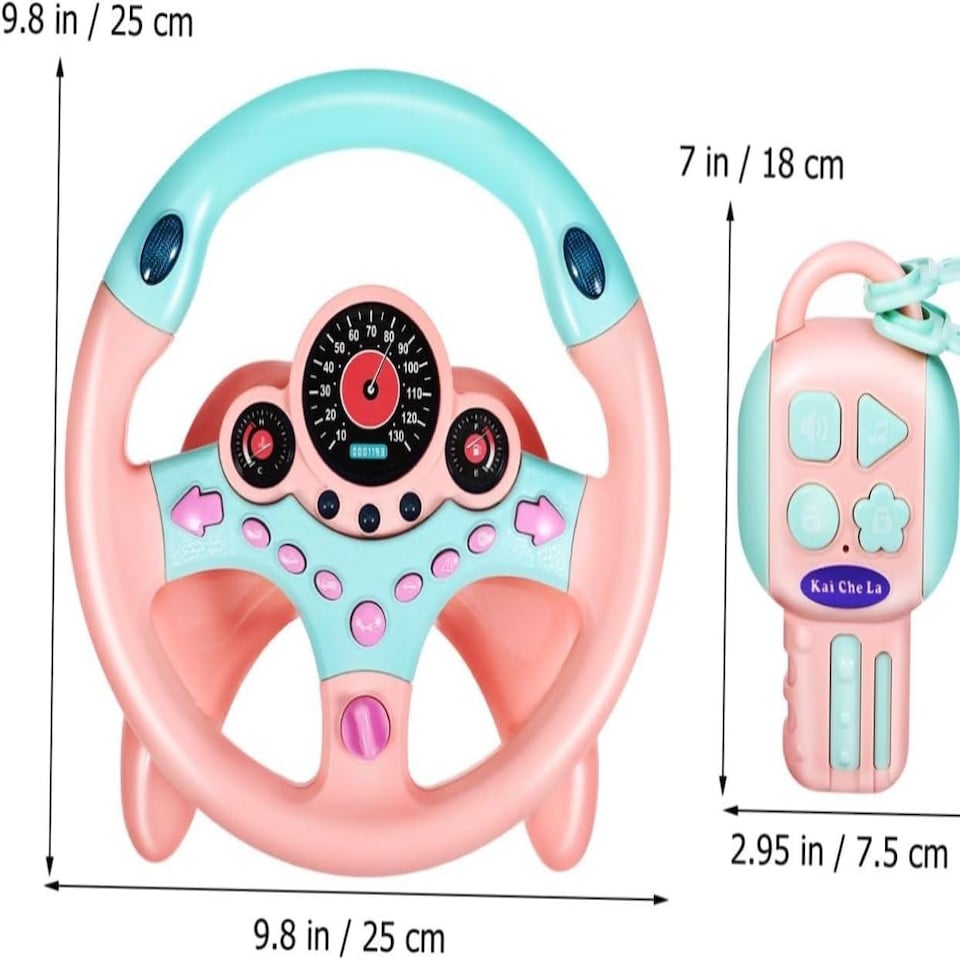 image 1 of Kids Pretend Driving Steering Wheel Toy – Backseat Car Playset with Lights, Sounds & Music, 360° Rotation, Suction Cup Mount