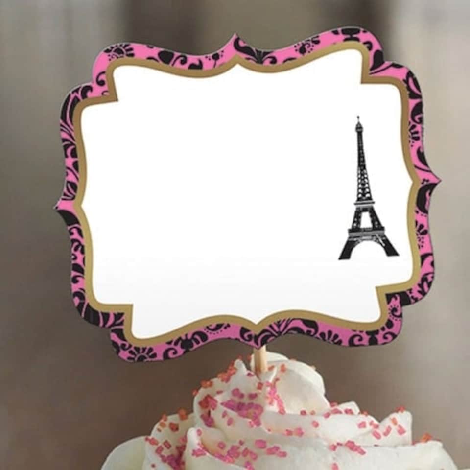 A Day in Paris Customisable Food Label Picks - Pack of 24