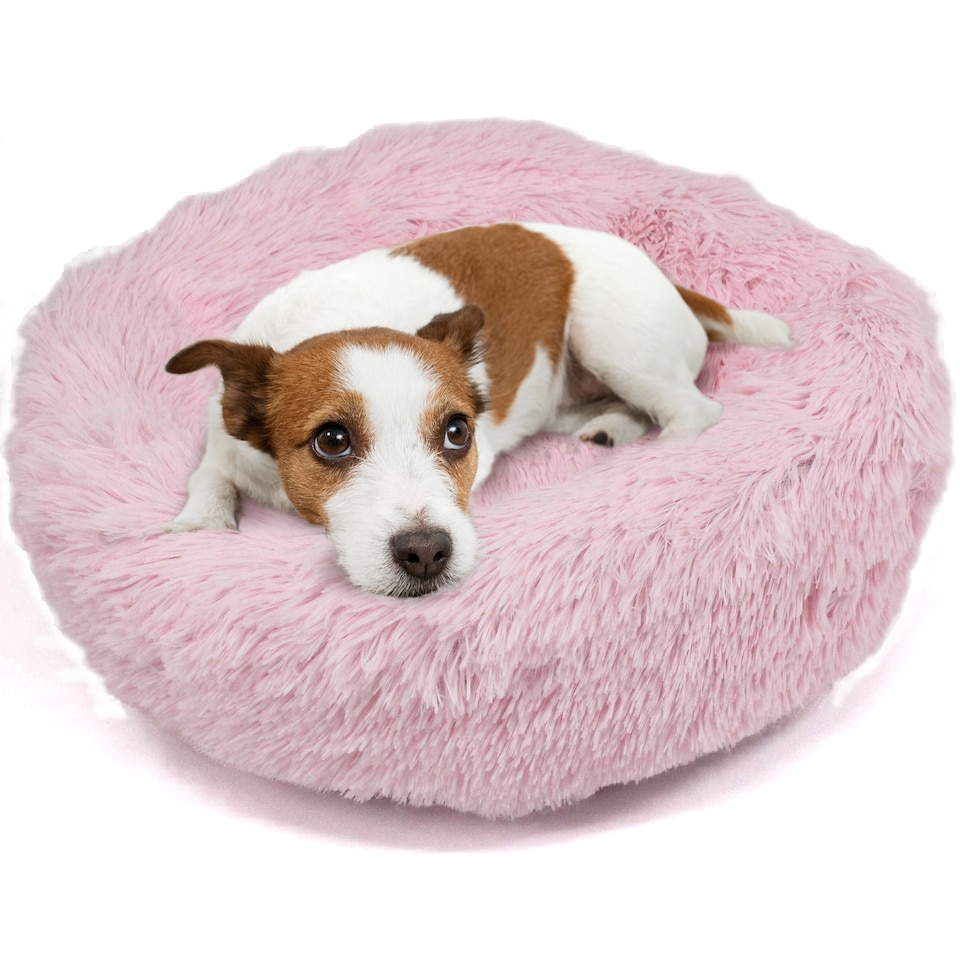 image 1 of Actiaspet Fluffy Donut Pet Bed Washable Dog & Cat Bed Multiple Sizes (Pink, Small)