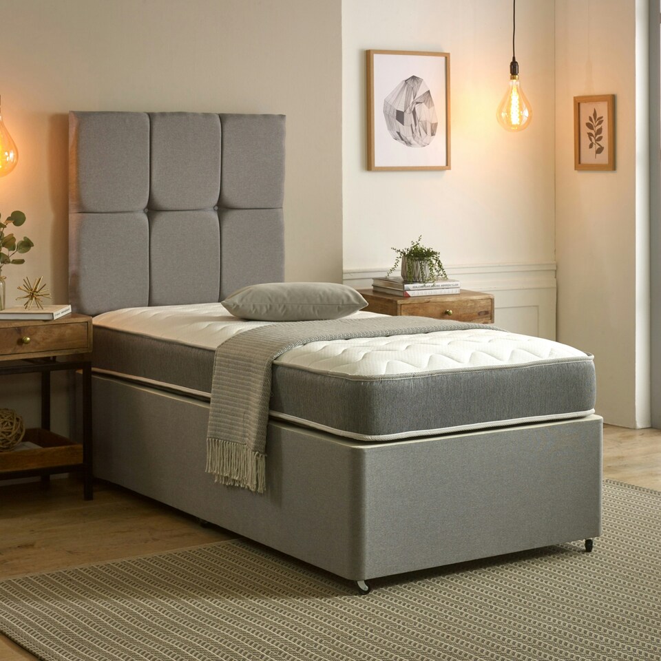 image 1 of Zig Zag Hybrid Pressure-Relieving Memory Foam Comfort - 19cm Deep, Soft Firmness | Grey | Small Single