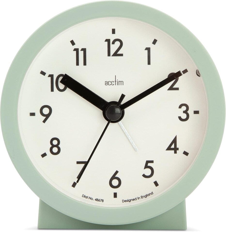 image 1 of Acctim Gaby Small Analogue Contemporary Bedside Alarm Clock | Green | Cool Mint