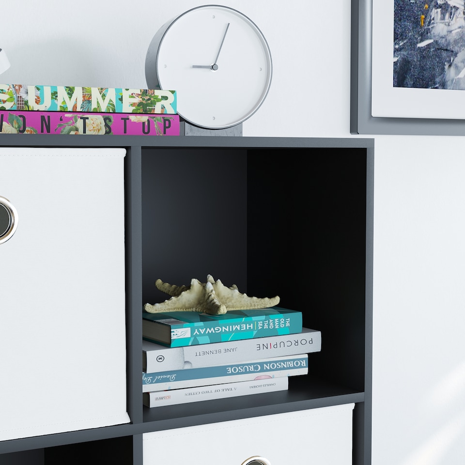 image 1 of Vida Designs Durham 2x3 Cube Storage Unit, White & Set of 3 White Cube Storage Baskets