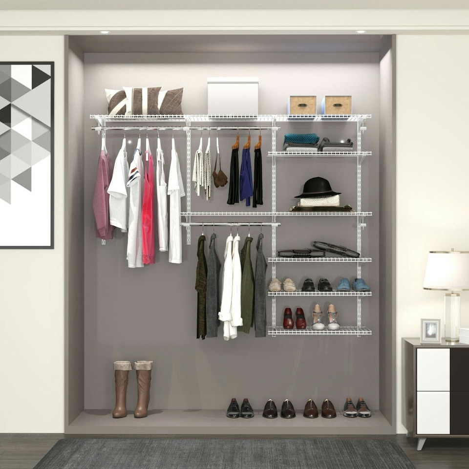 image 1 of COSTWAY Wall Mounted Hanging Storage Organizer Rack Hanging Rod Grey | One Size