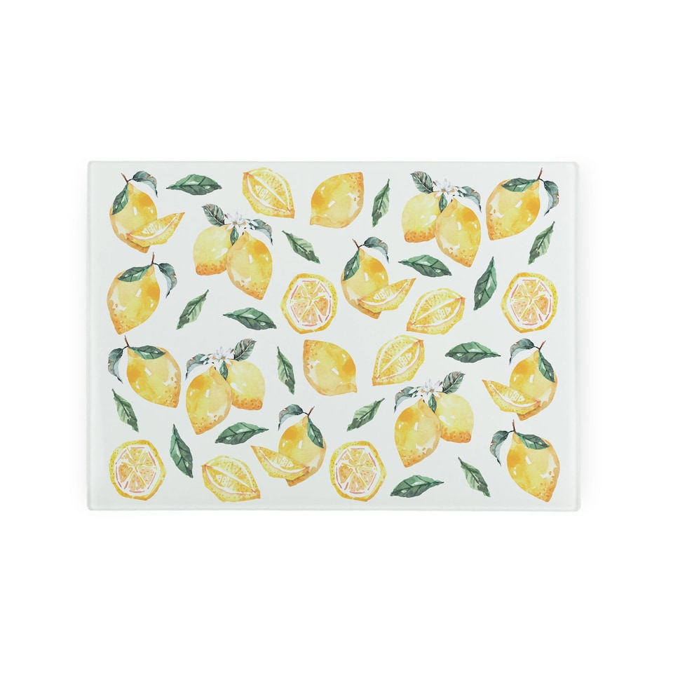 image 1 of Lemons Smooth Glass Worktop Saver - Small Chopping Board