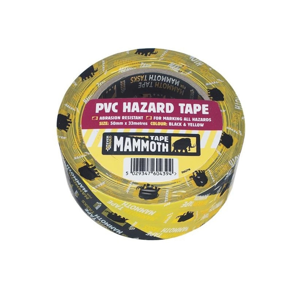 Everbuild Sika Pvc Hazard Tape - Black / Yellow - 50mm x 33m