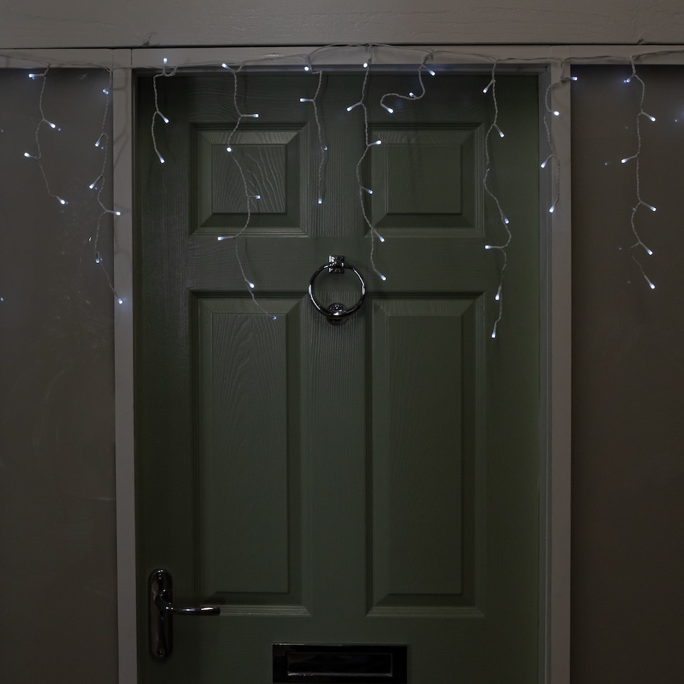 image 1 of 25m 1000 White LED Frosted Icicle Indoor Outdoor Christmas Lights with Timer