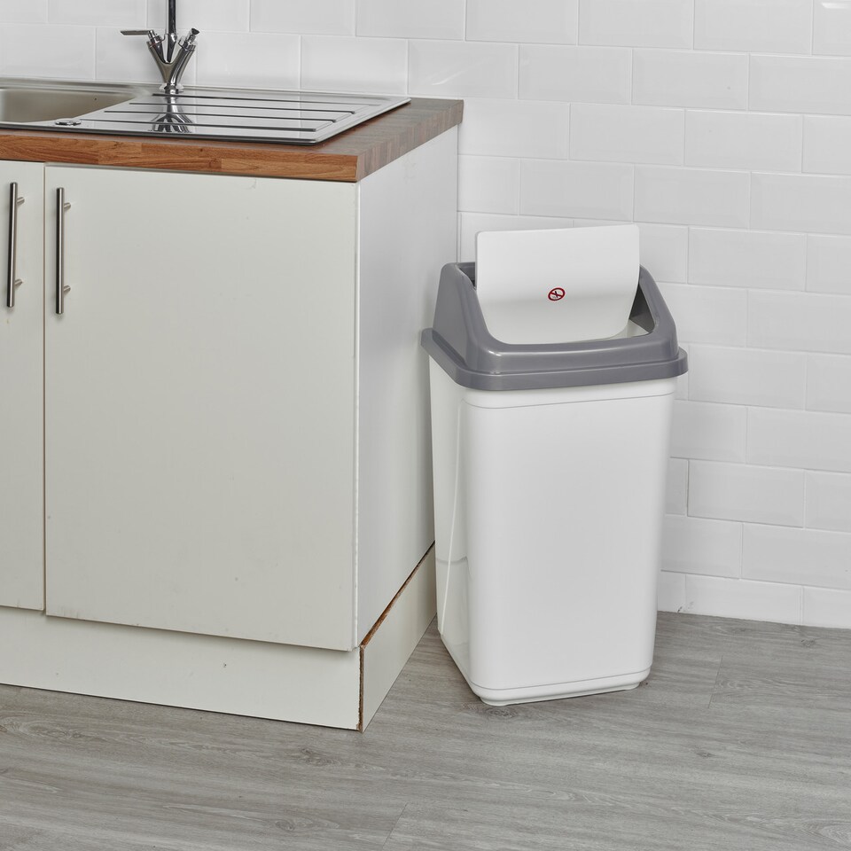 image 1 of 50L Plastic Recycling Bins with Swing Lids | White | 1