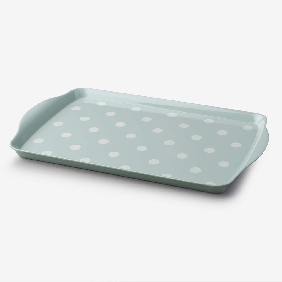 image 1 of Melamine Dotty Tray, Medium | Blue | Duck Egg Blue
