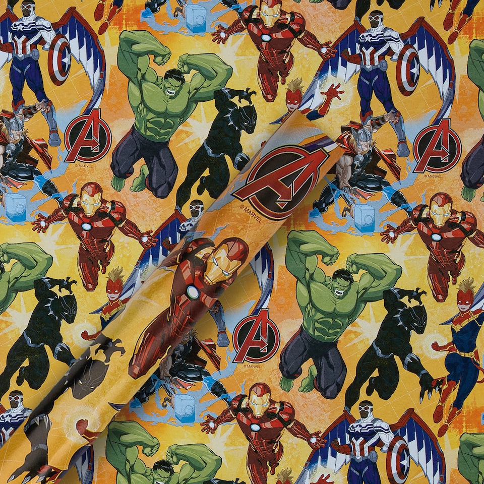 image 1 of Hallmark 6M Wrapping Paper - 3 X 2M Rolls - Marvel Avengers Design
