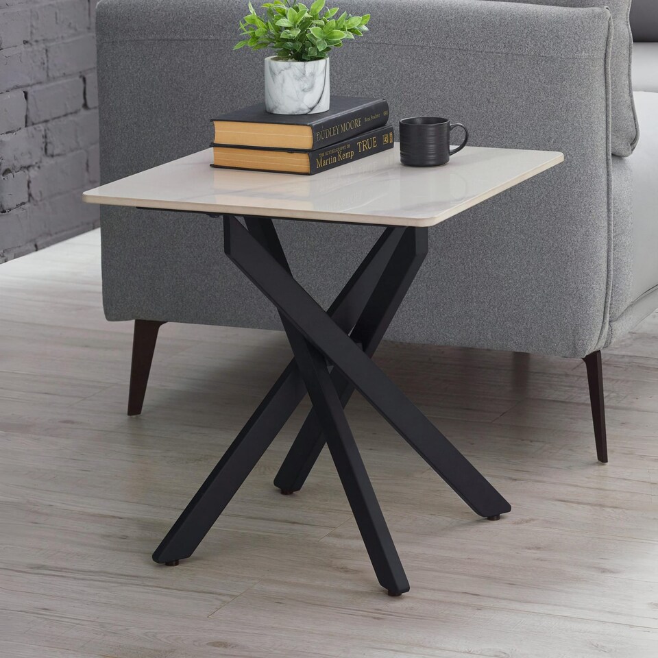 image 1 of Macallan Lamp Table in White and Black