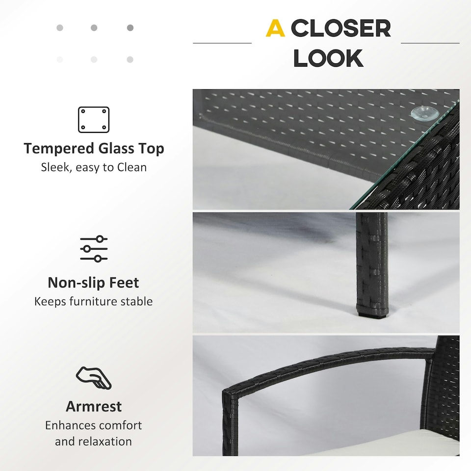 image 1 of Outsunny Rattan Sofa Set Garden Furniture Outdoor Patio Wicker Weave Chair Table