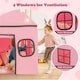 image 7 of COSTWAY Kids Play Tent Large Playhouse w/ Door Curtain & Windows-Pink + Grey