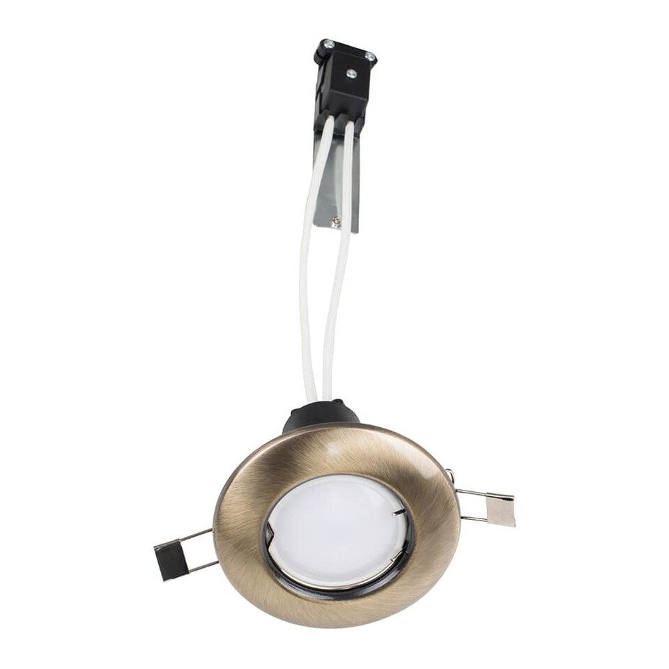 image 1 of ValueLights GU10 IP20 Spotlight Antique Gold Recessed Fixed Ceiling Downlight