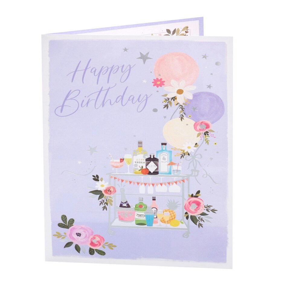 image 1 of Birthday Card - Drinks Trolley