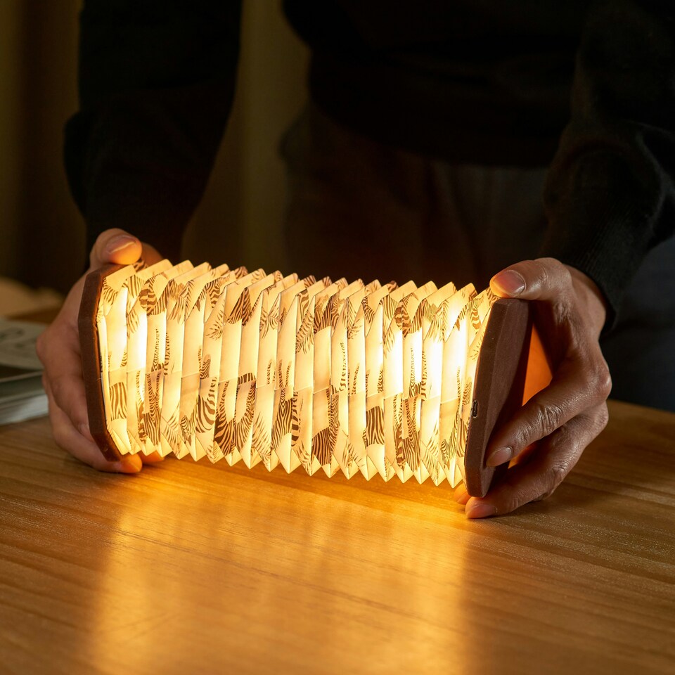 image 1 of Gingko Smart Accordion LED Desk Lamp N/A | Velvet Brown Zebra