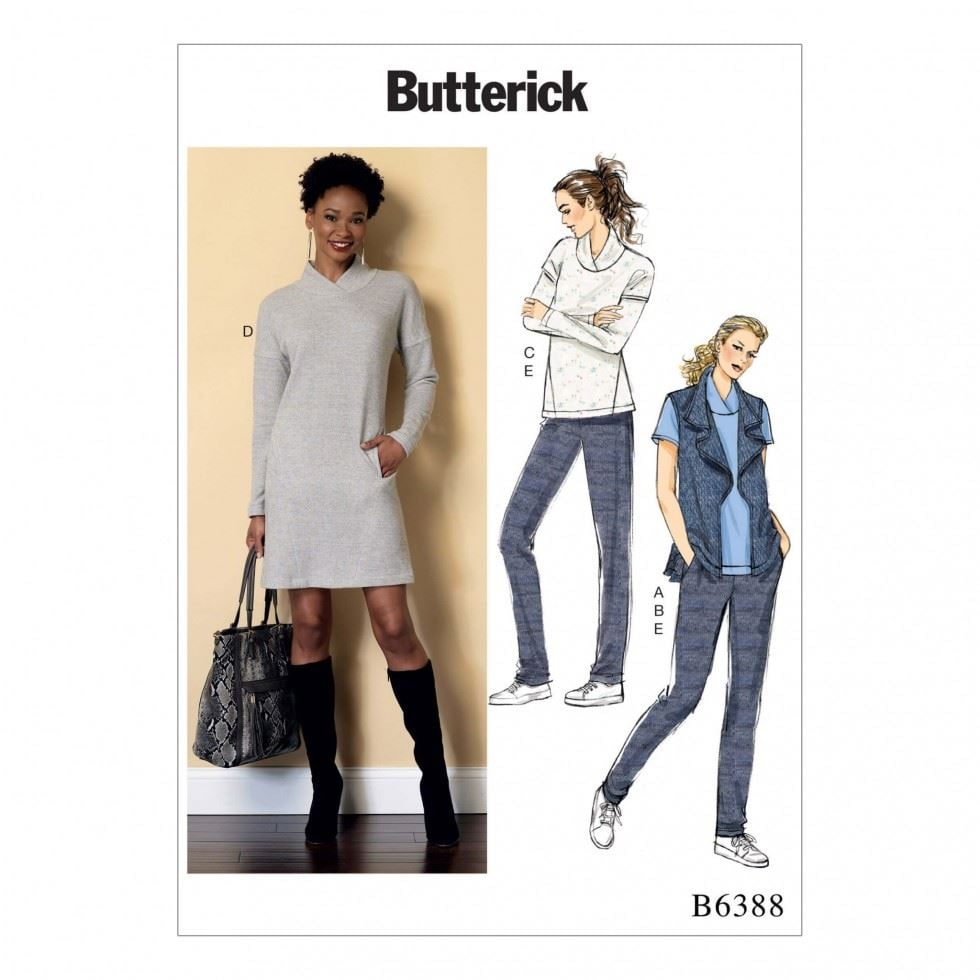 Butterick 6388 Paper Sewing Pattern – Women’s Waistcoats, Dresses, Trousers, Tops & Sweaters, UK Sizes 4–6–8–10–12–14, Easy