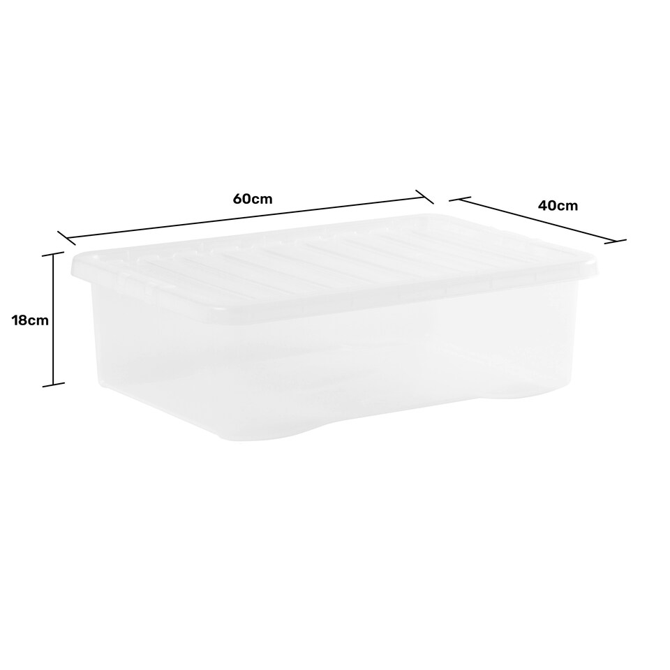 image 1 of Wham Crystal 5 x 32L Stackable Plastic Storage Boxes with Lids Clear