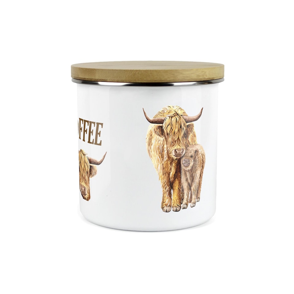 image 1 of Highland Cow Tea, Coffee & Sugar Large Kitchen Canisters - Set of 3