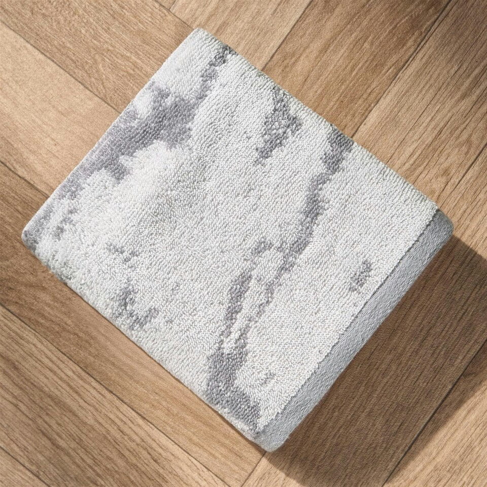 image 1 of OHS 2 Pack Luxury 100% Cotton Marble Jacquard Absorbent Quick Drying Bath Towel Grey | Bath towel