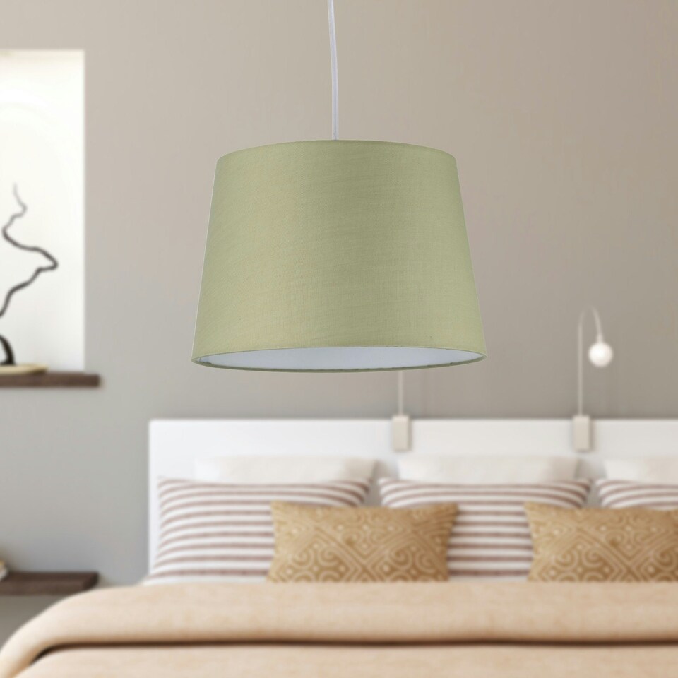 image 1 of Set of 2 Sage Green 28cm Tapered Cylinder Pendant or Lamp Shades Green