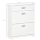 image 5 of HOMCOM Shoe Cabinet, Slim Shoe Storage Cabinet with Drawer, 2 Flip-up Doors and Adjustable Shelf, Narrow Shoe Cupboard for 16 Pairs of Shoes for Entryway, Hallway, White