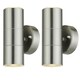 image 1 of First Choice Lighting Set of 2 Blaze Stainless Steel Outdoor Up Down Wall Lights Silver | Clear